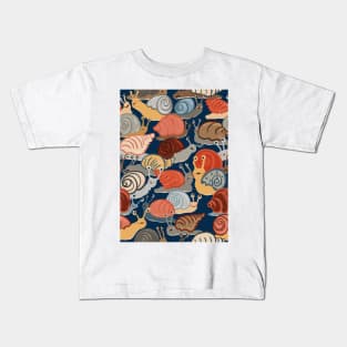 Snail Trail - repeat pattern of funny snails on blue Kids T-Shirt